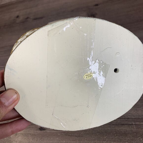 VTG Beautiful Angel Candy Bowl Crackle Glass White and Gold on Base - Picture 9 of 11